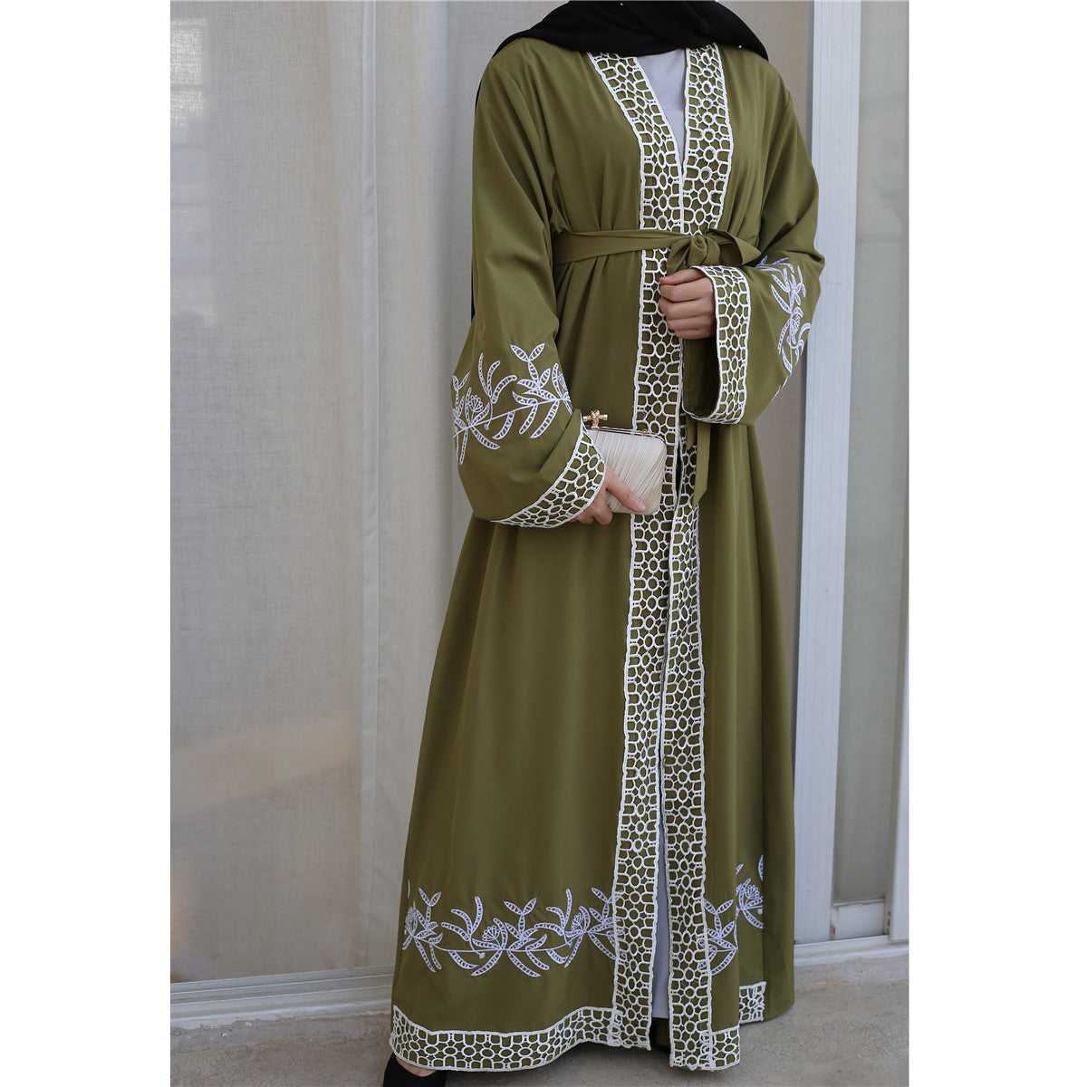 Women's Embroidered Cardigan Gown Dress