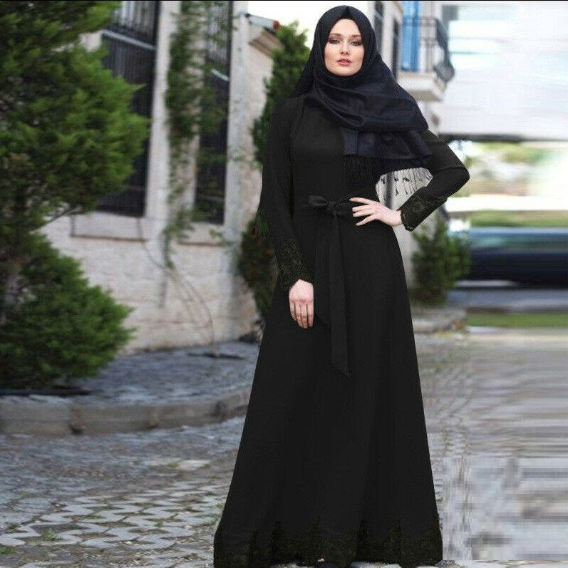 Ladies Elegant Fashion Robe Thin Long Sleeve Dress