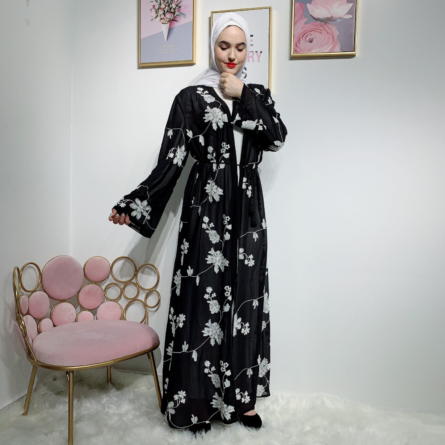 Muslim printed robe, Woman wear, Islamic dress