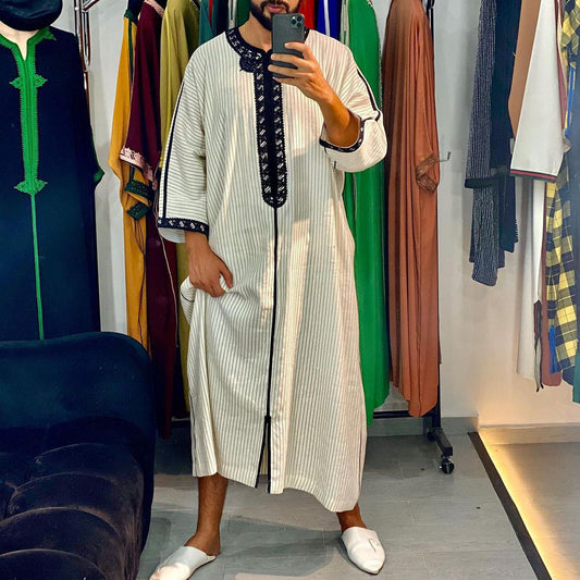 Men's Long Printed Casual Robe