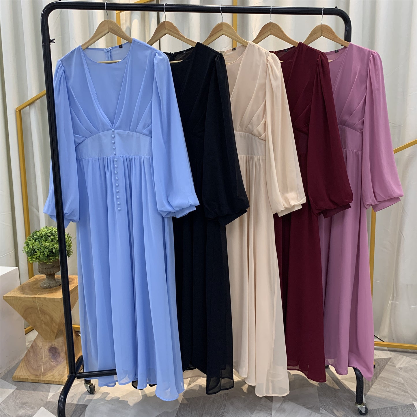 High-density Double Chiffon Fashion Simple And Elegant Muslim Dress