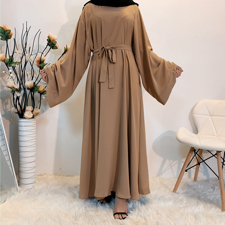 Cross-border Muslim Women's Long Skirt Abaya Dubai Middle East Jalabiya Pure Color Robe