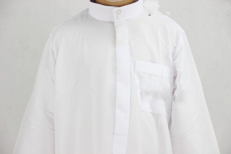 Washed Velvet Embroidered Stand Collar Muslim Small boy Robe/Thobe