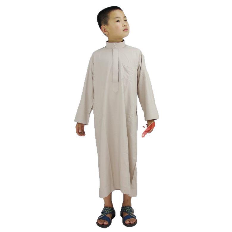 Washed Velvet Embroidered Stand Collar Muslim Small boy Robe/Thobe