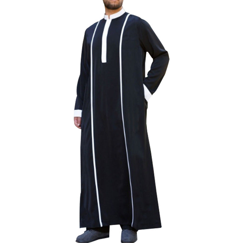 Muslim Mens Thobe Long Sleeve C Suit Kaftan Islamic Jubba Costume Robe