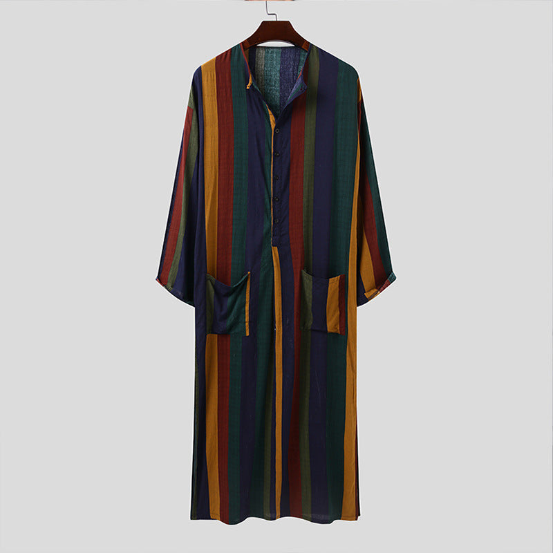 Arab Striped Printed Muslim Men's Robe