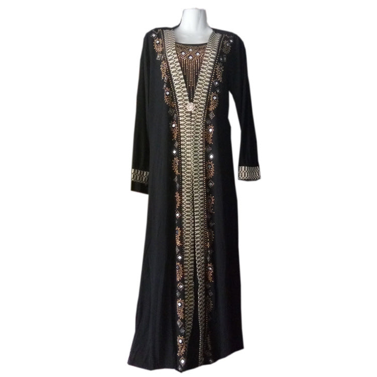 Striped Gold Powder Abaya Dubai Middle East Islamic Ladies Robe Muslim Ladies Dress