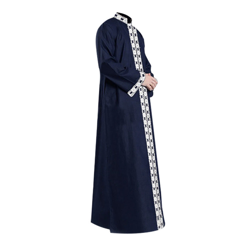 Mens Long-sleeved Solid Color Casual Wear Robe/Thobe