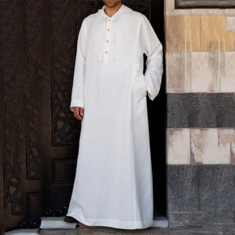 Men's White Plain Thobe Casual Robe