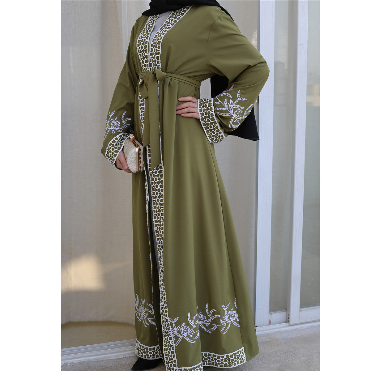 Women's Embroidered Cardigan Gown Dress