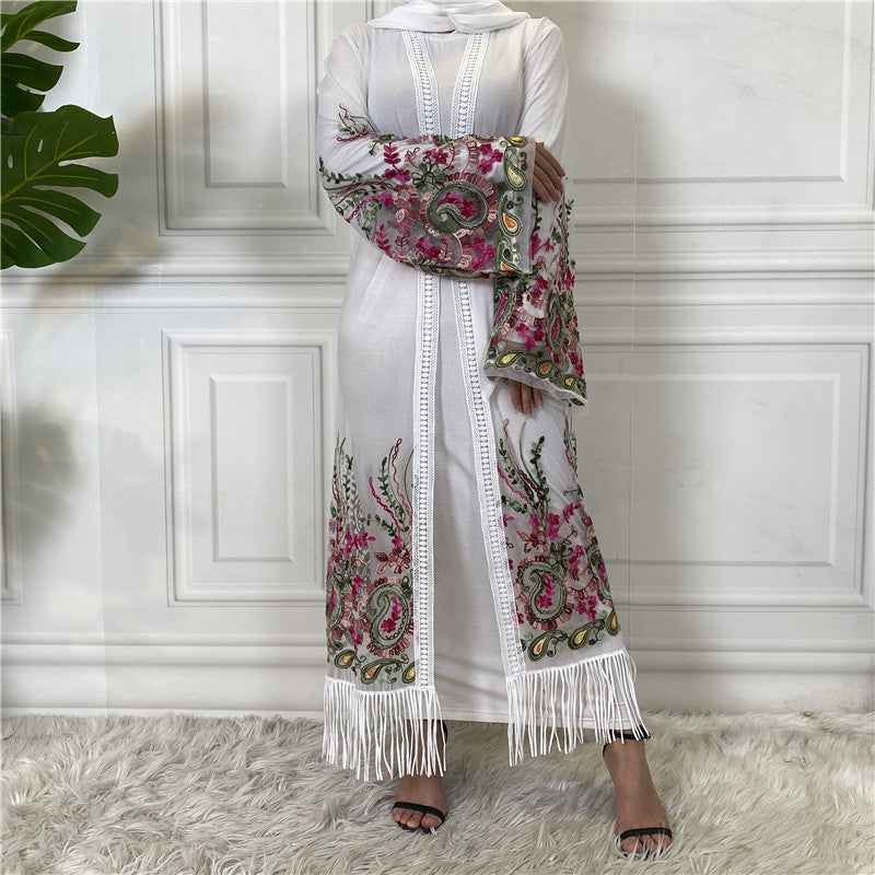 Women's Cardigan Embroidered Mesh Gown