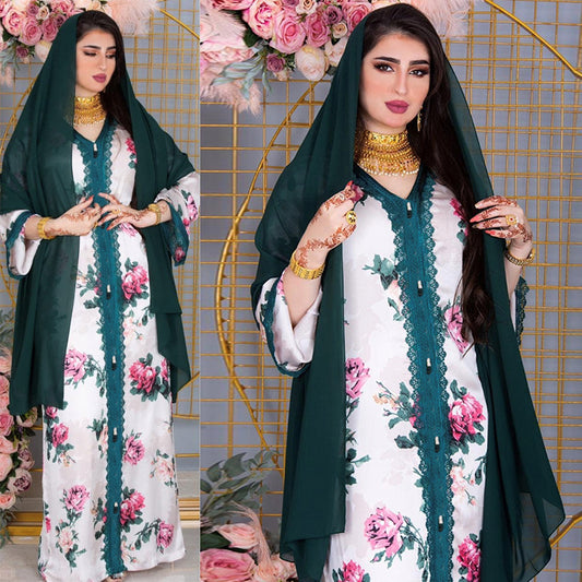 Ladies Middle East Arabian Indonesian Floral Robe