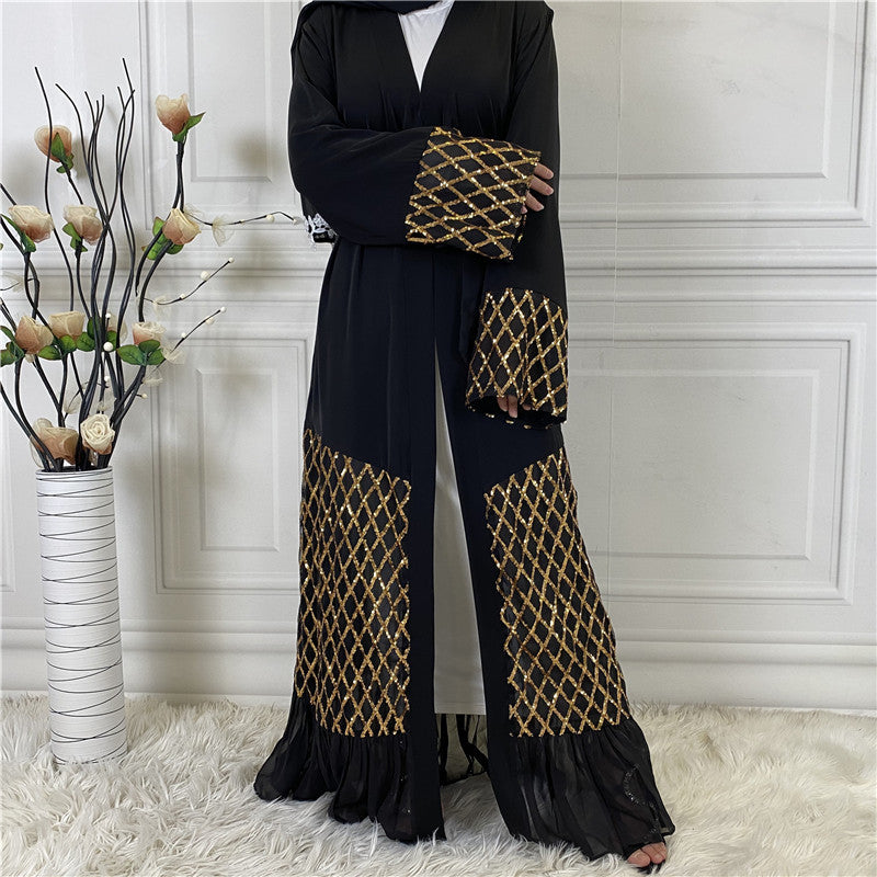 Sequined Embroidered Outerwear Robe Dubai Middle East Women's Chiffon Cardigan