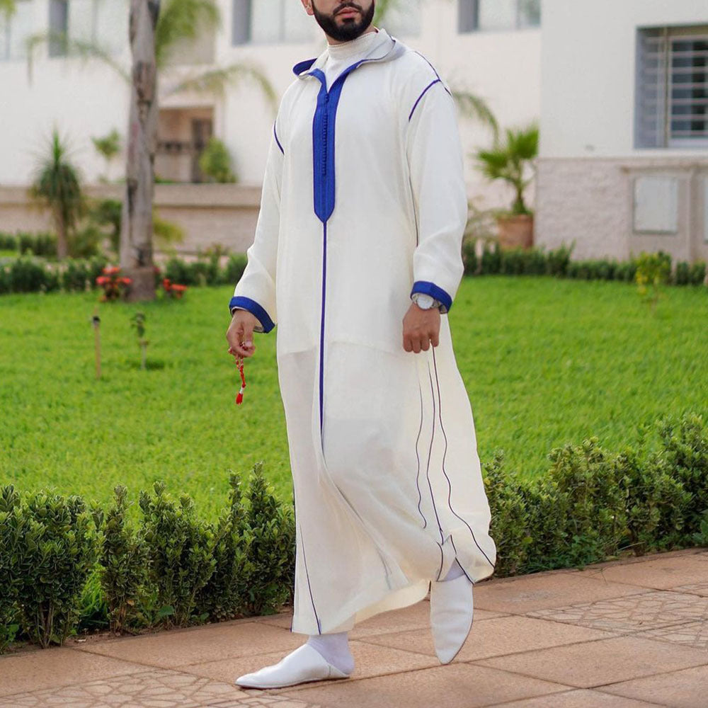 Arabic Long Men's Hooded Thobe Muslim Robe