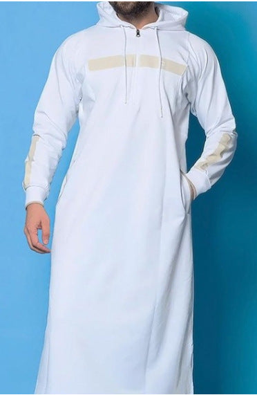 Saudi Arabian Men's Hooded Pockets Hui Shirt Sleeve Islamic Men's Robe/Thobe