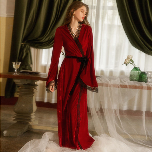 Women's Autumn And Winter Long Homewear Thick Nightdress Long Robe