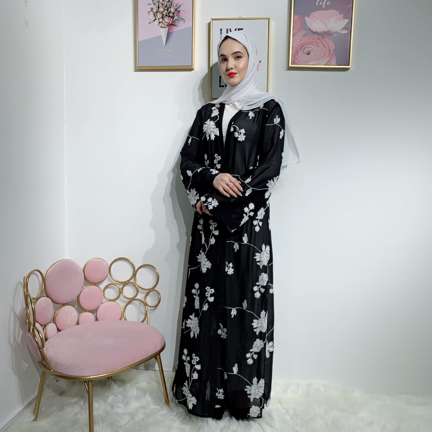 Muslim printed robe, Woman wear, Islamic dress