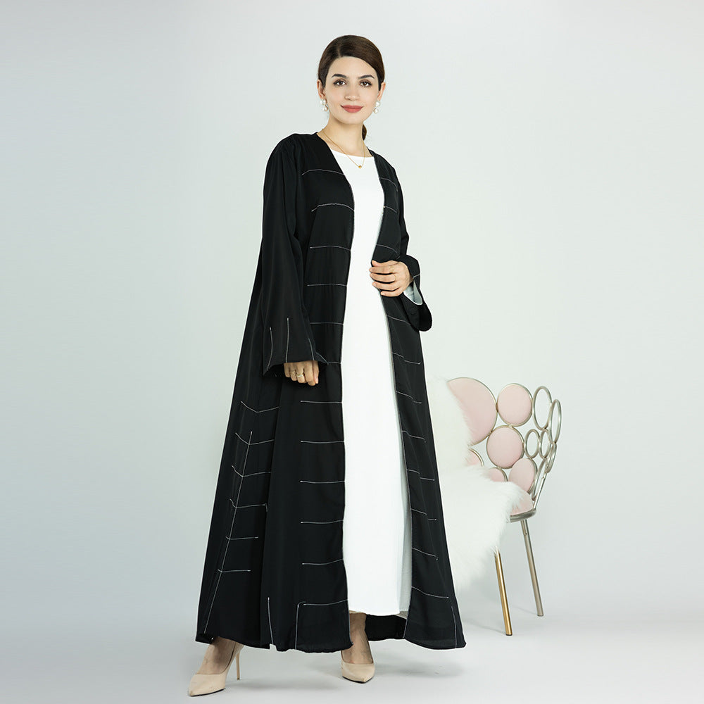 Middle East Dubai Solid Cardigan Dress