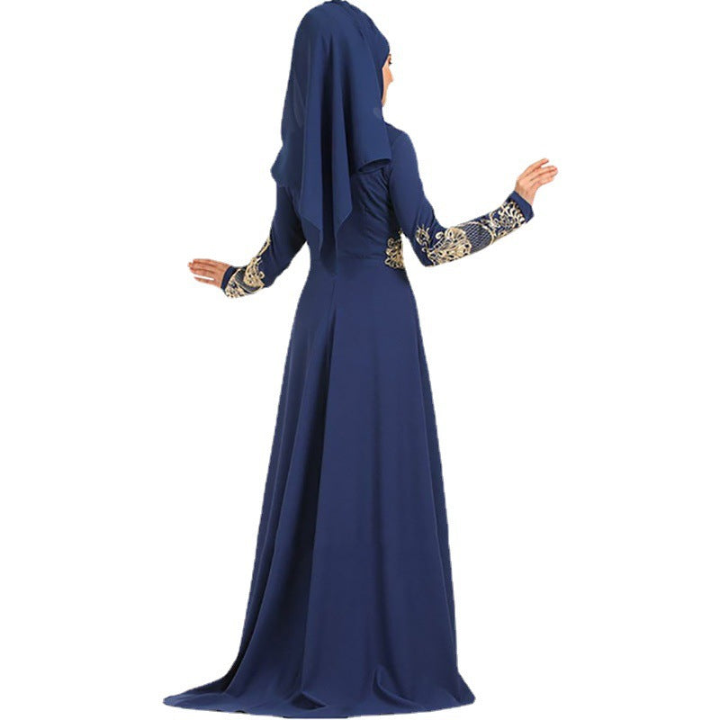 Muslim Embroidered High Waist Ethnic Elegant Graceful Slim Dress