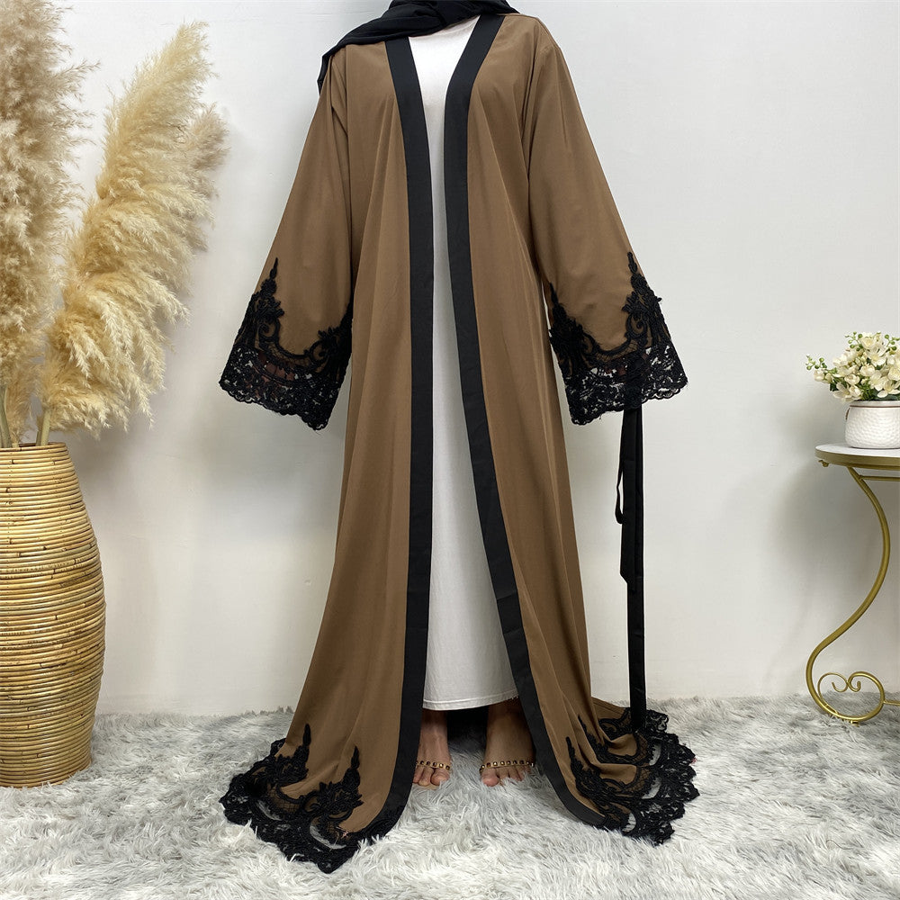 Women's Fashion Dark Brown Muslim Cardigan Robe