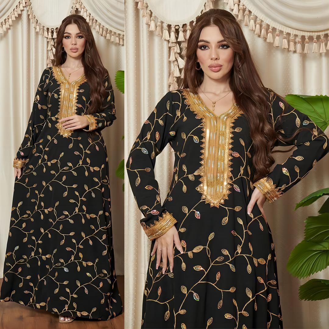 Arab Dubai Embroidery Applique Muslim Party Dinner Robe