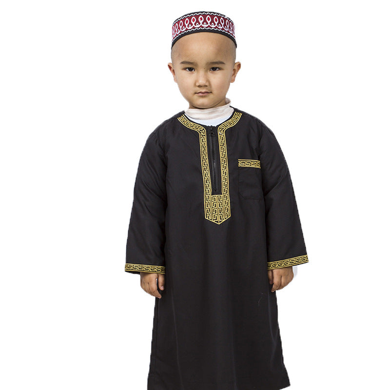 Boys' Fashion Casual Embroidery Loose Robe