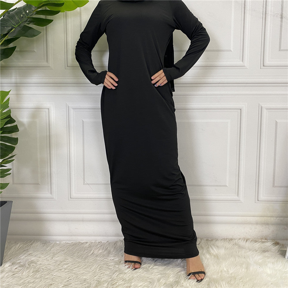 Women's Arabian Solid Color Long Sleeve Dress