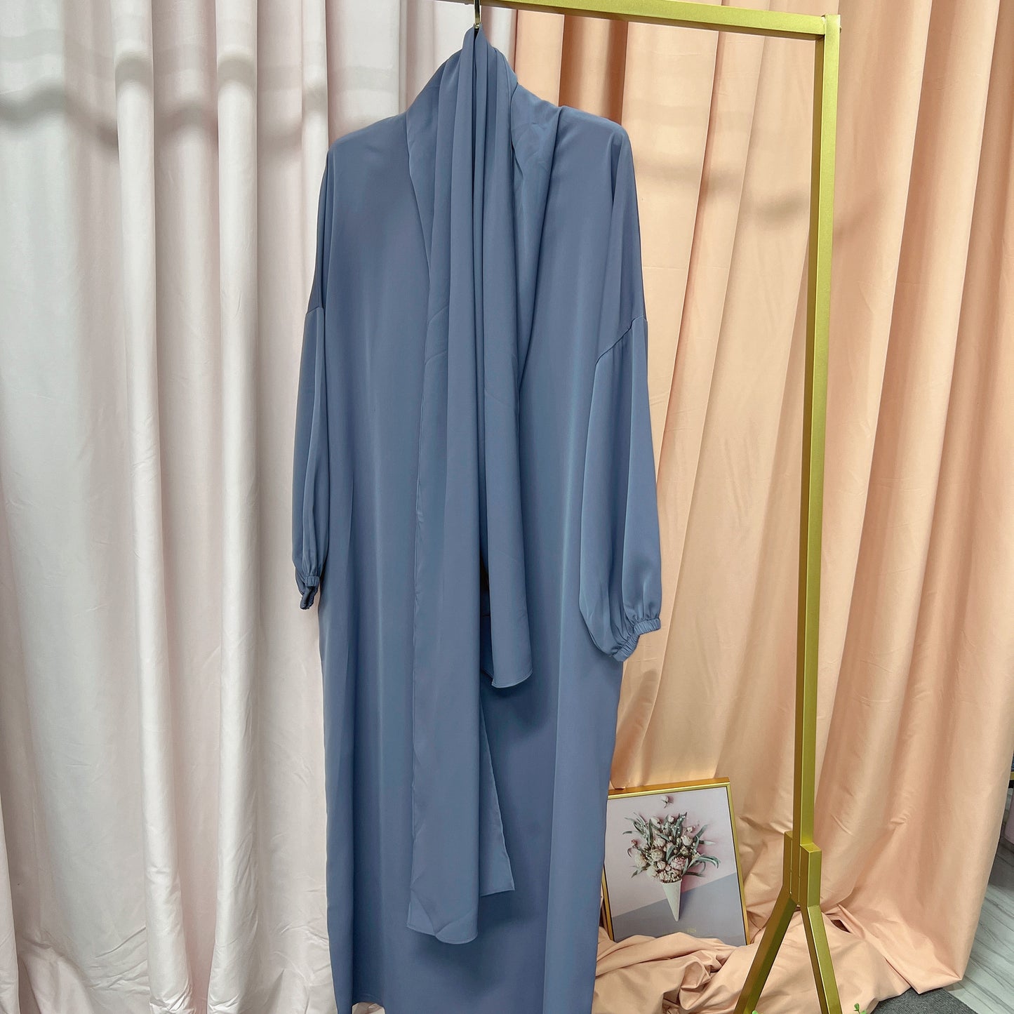 European And American Muslim Arabic Solid Color Hooded Robe Dress