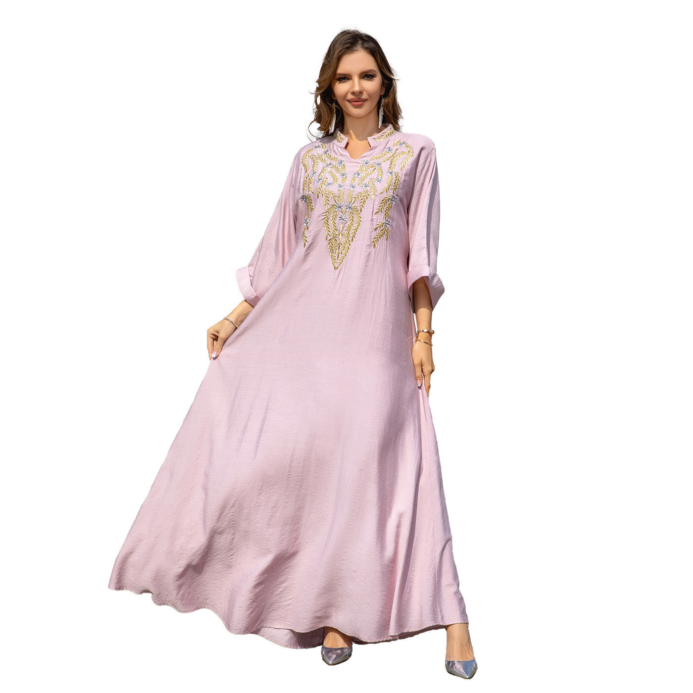 Muslim Women Embroidered Robe Dress