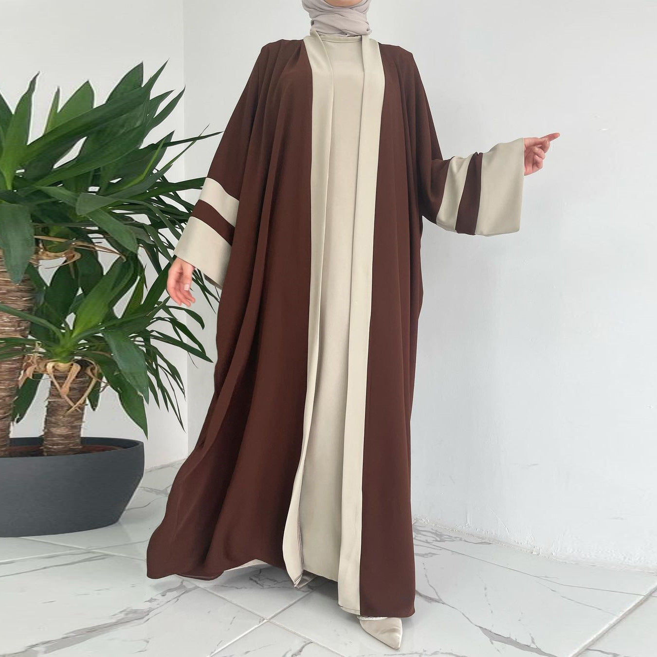 Women's Muslim Long Dress Abaya Two-piece Suit