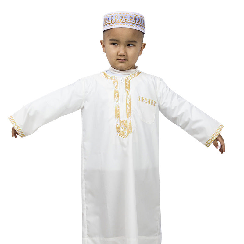 Boys' Fashion Casual Embroidery Loose Robe