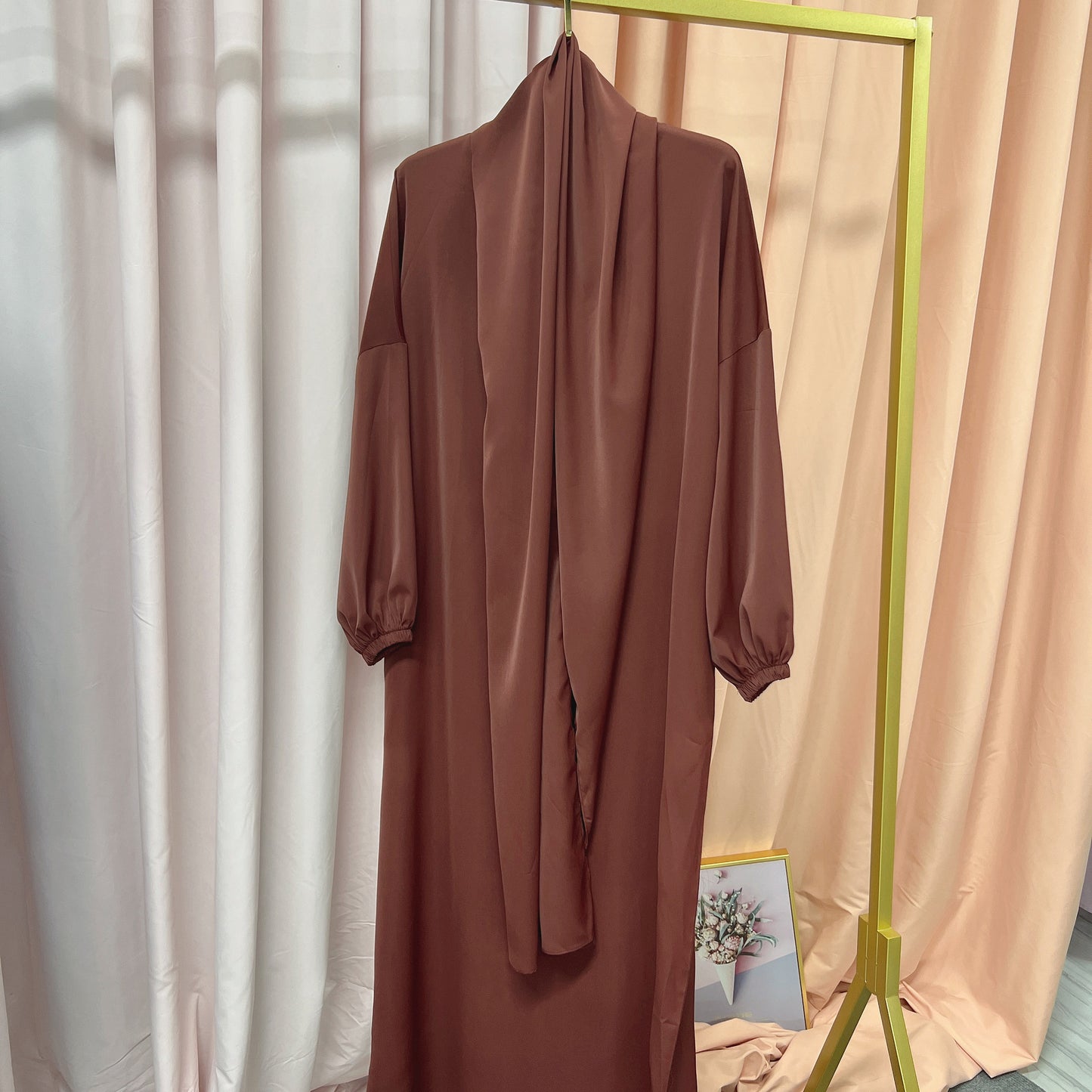 European And American Muslim Arabic Solid Color Hooded Robe Dress