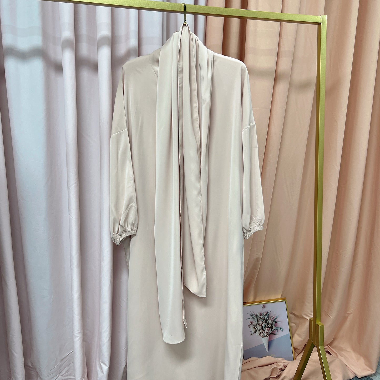 European And American Muslim Arabic Solid Color Hooded Robe Dress