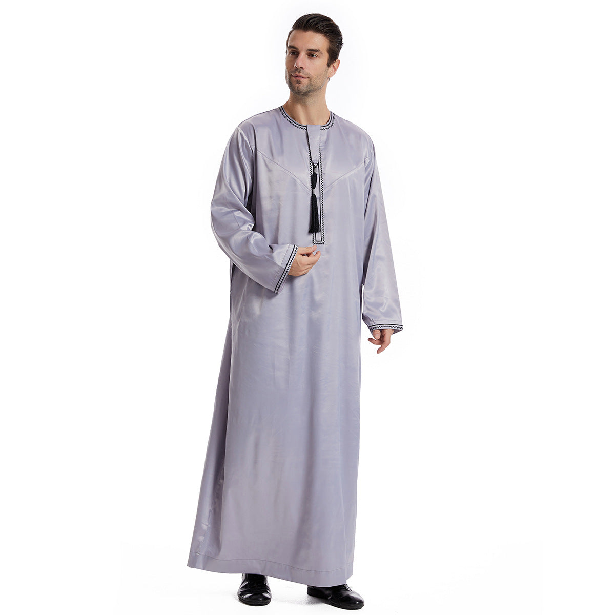 Ethnic Stitching Contrast Color Men's Robe/Thobe