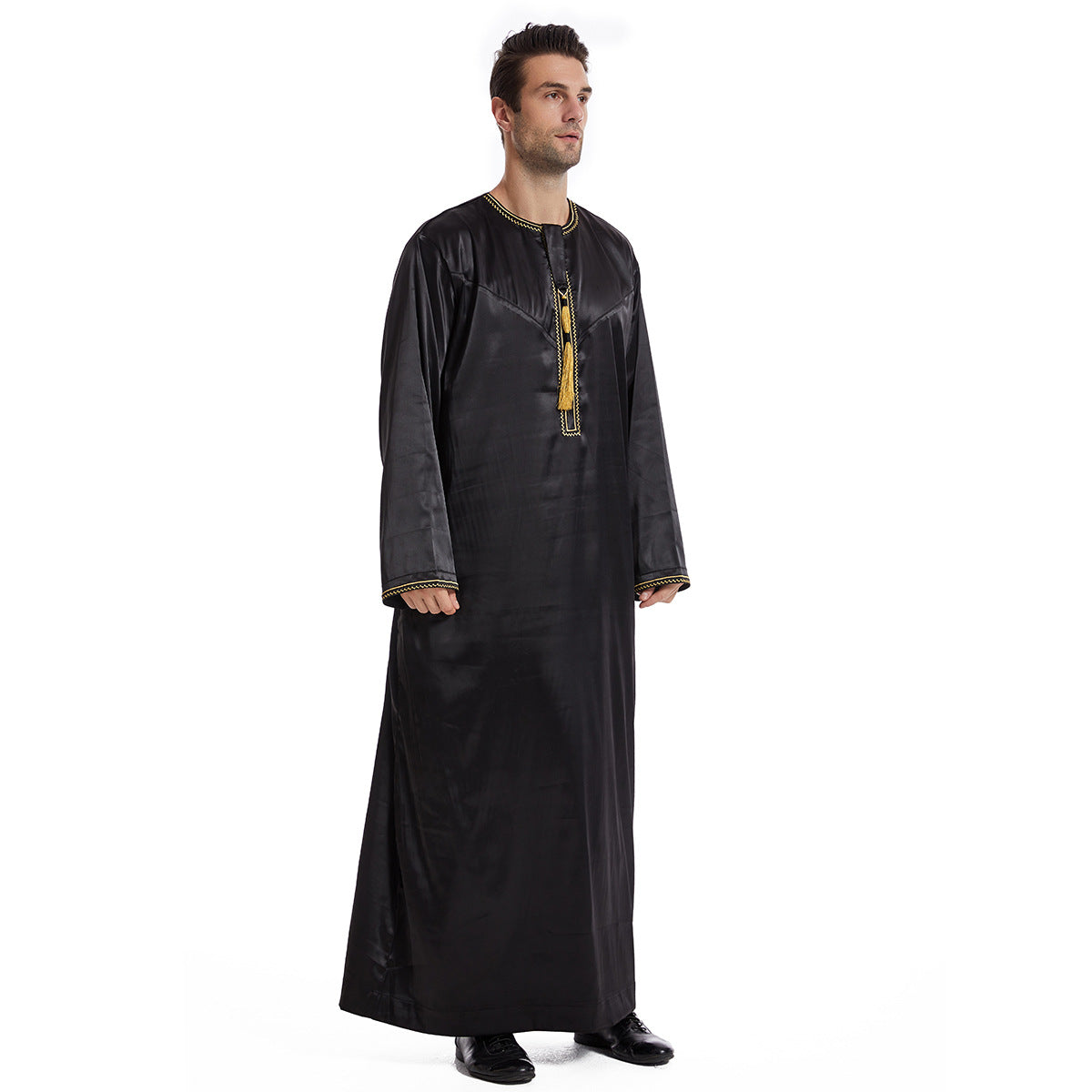 Ethnic Stitching Contrast Color Men's Robe/Thobe