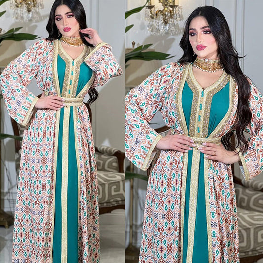 Muslim Clothing Saudi Dubai Women's Robe Two-piece Set