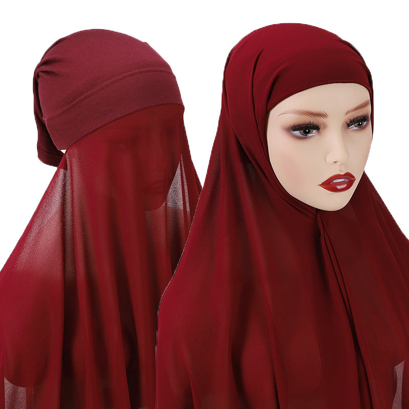 Veiled Muslim Ladies Chiffon Turban Scarf Set