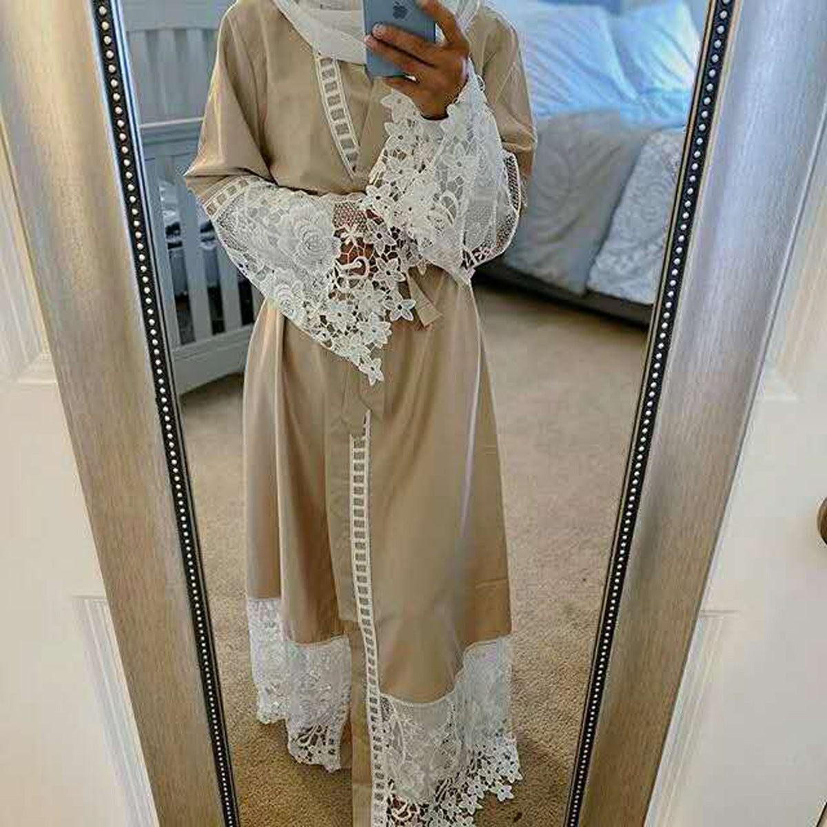 Women's Embroidered Cardigan Gown Dress