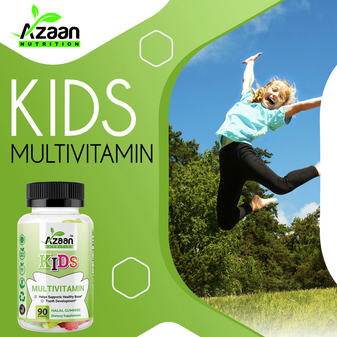 Azaan Nutrition's Halal Kids Multi-Vitamin Gummies 90ct