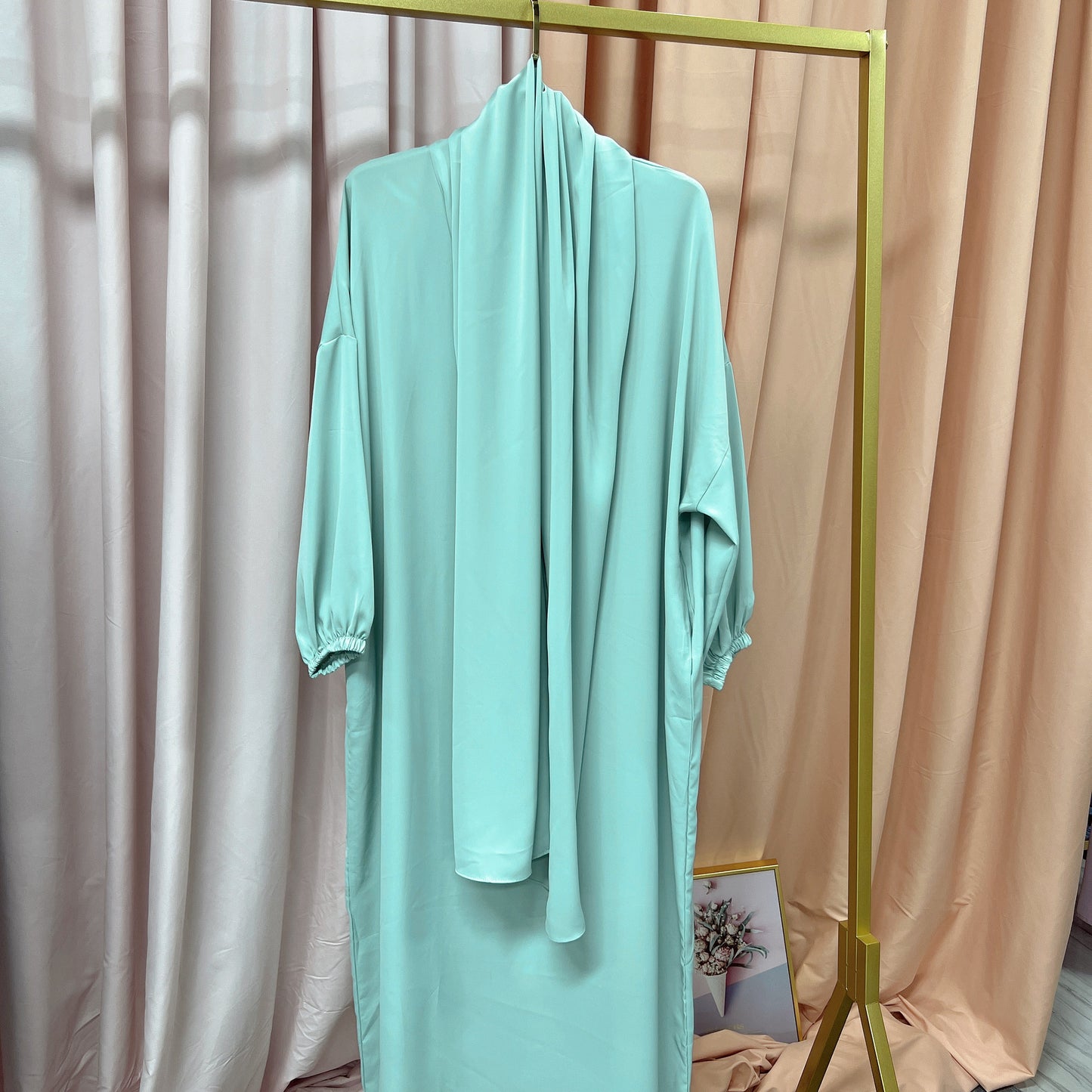 European And American Muslim Arabic Solid Color Hooded Robe Dress