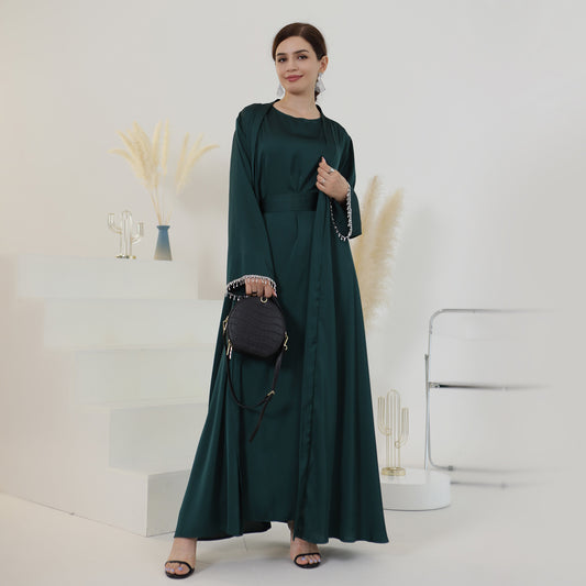 Dubai Spring Summer Daily Solid Color Beaded Dress Robe