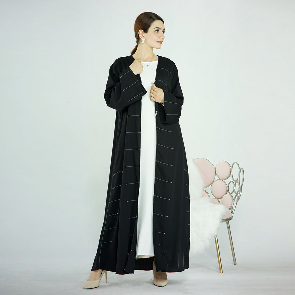 Middle East Dubai Solid Cardigan Dress