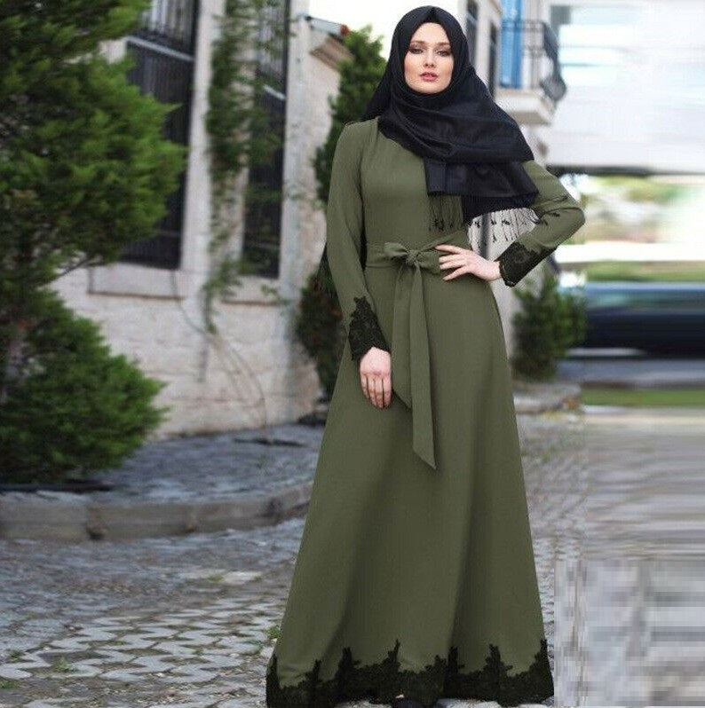 Ladies Elegant Fashion Robe Thin Long Sleeve Dress