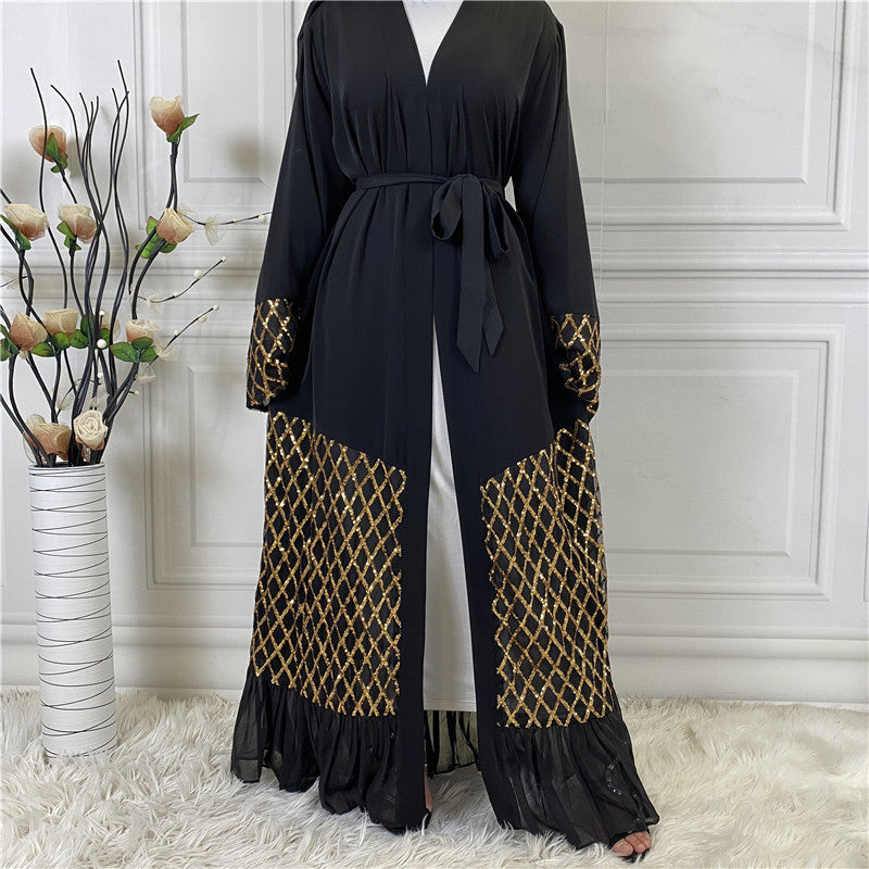 Sequined Embroidered Outerwear Robe Dubai Middle East Women's Chiffon Cardigan