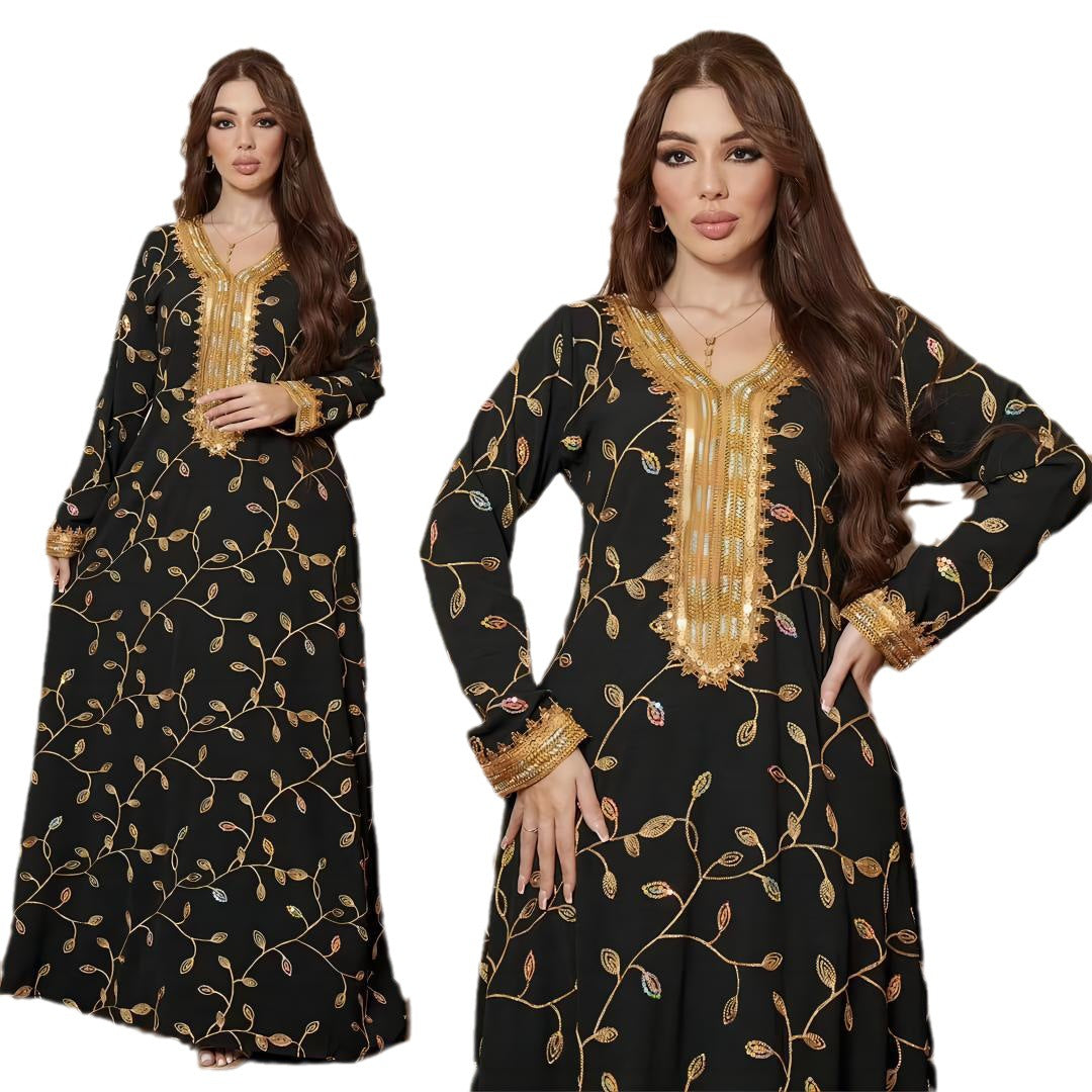 Arab Dubai Embroidery Applique Muslim Party Dinner Robe