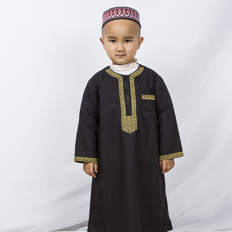 Boys' Fashion Casual Embroidery Loose Robe