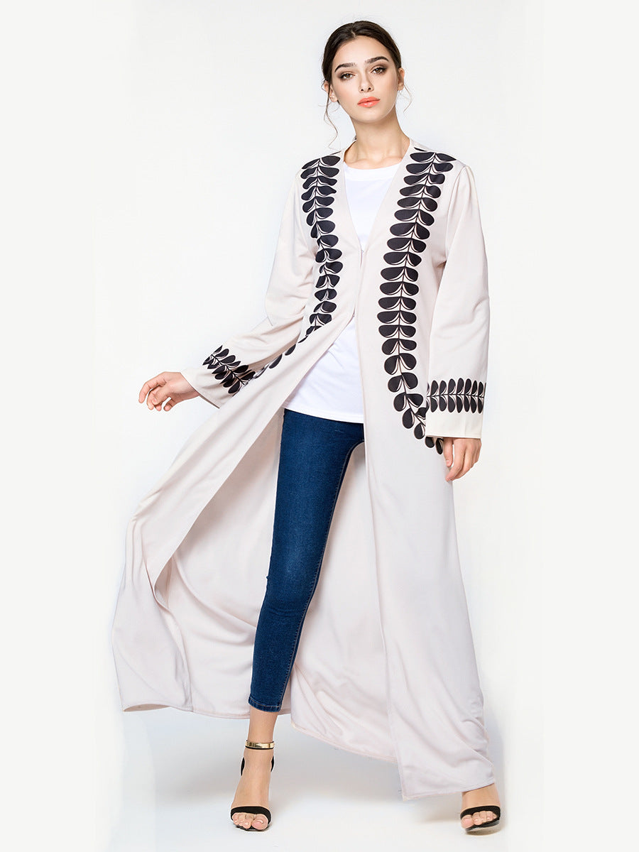 Women's Printed Cardigan Gown Dress